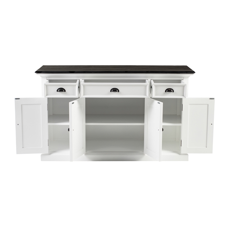 Beaumont Lane Mahogany Wood Farmhouse Buffet with 4 Doors 3 Drawers in White