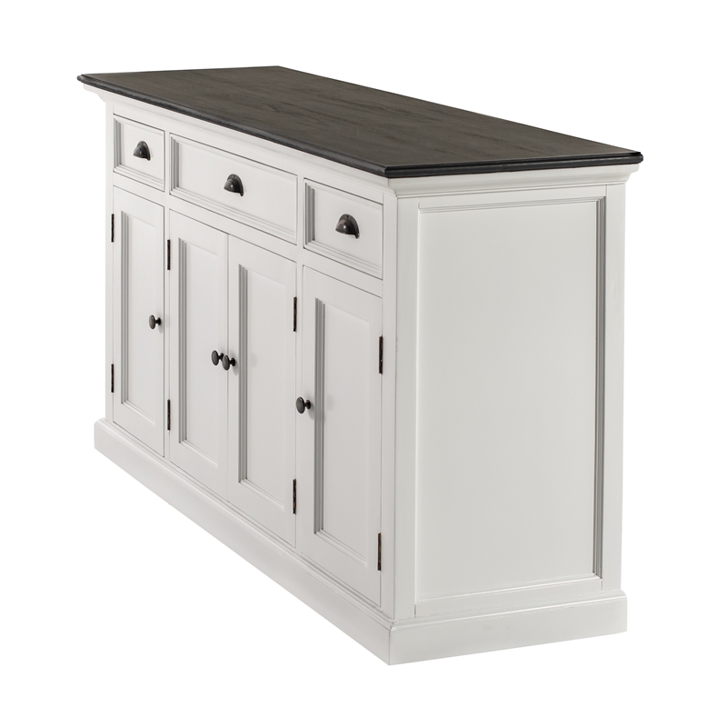 Beaumont Lane Mahogany Wood Farmhouse Buffet with 4 Doors 3 Drawers in White