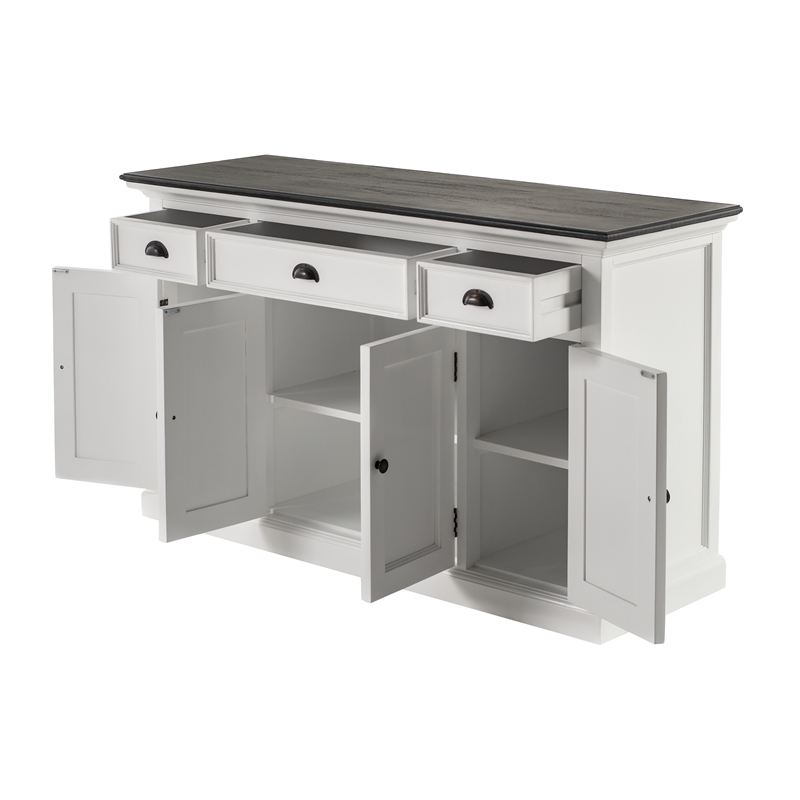 Beaumont Lane Mahogany Wood Farmhouse Buffet with 4 Doors 3 Drawers in White