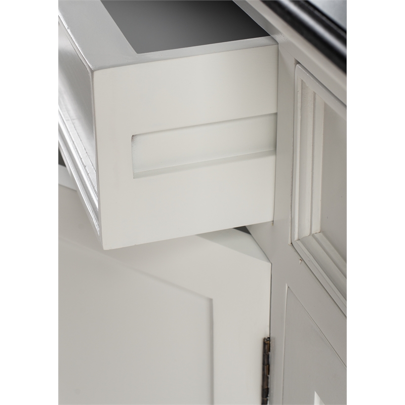 Beaumont Lane Mahogany Wood Farmhouse Buffet with 4 Doors 3 Drawers in White
