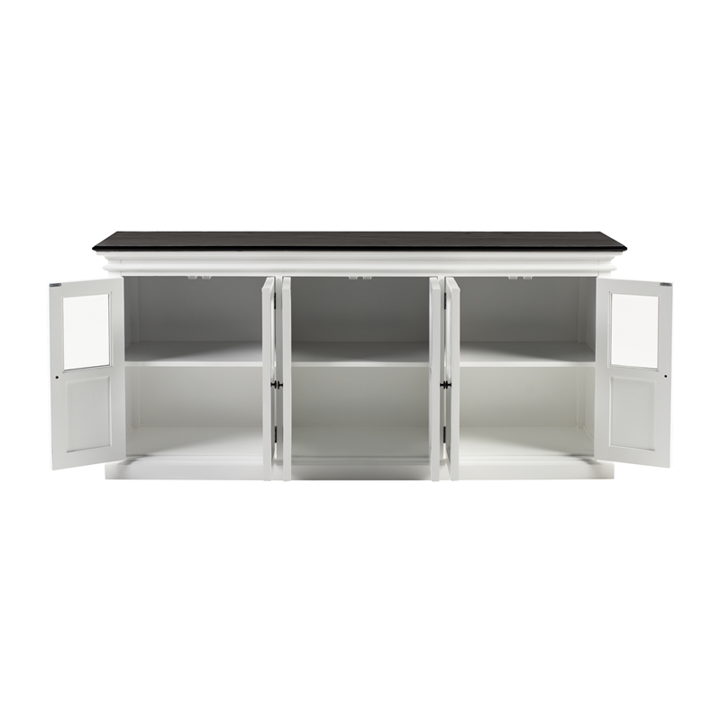 Beaumont Lane Mahogany Buffet with 6 Bevelled Glass Doors in White and Black