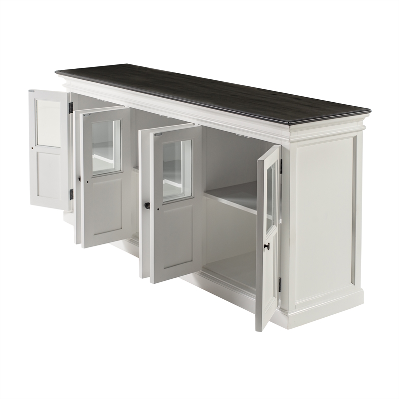 Beaumont Lane Mahogany Buffet with 6 Bevelled Glass Doors in White and Black