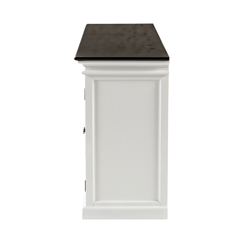 Beaumont Lane Mahogany Buffet with 6 Bevelled Glass Doors in White and Black