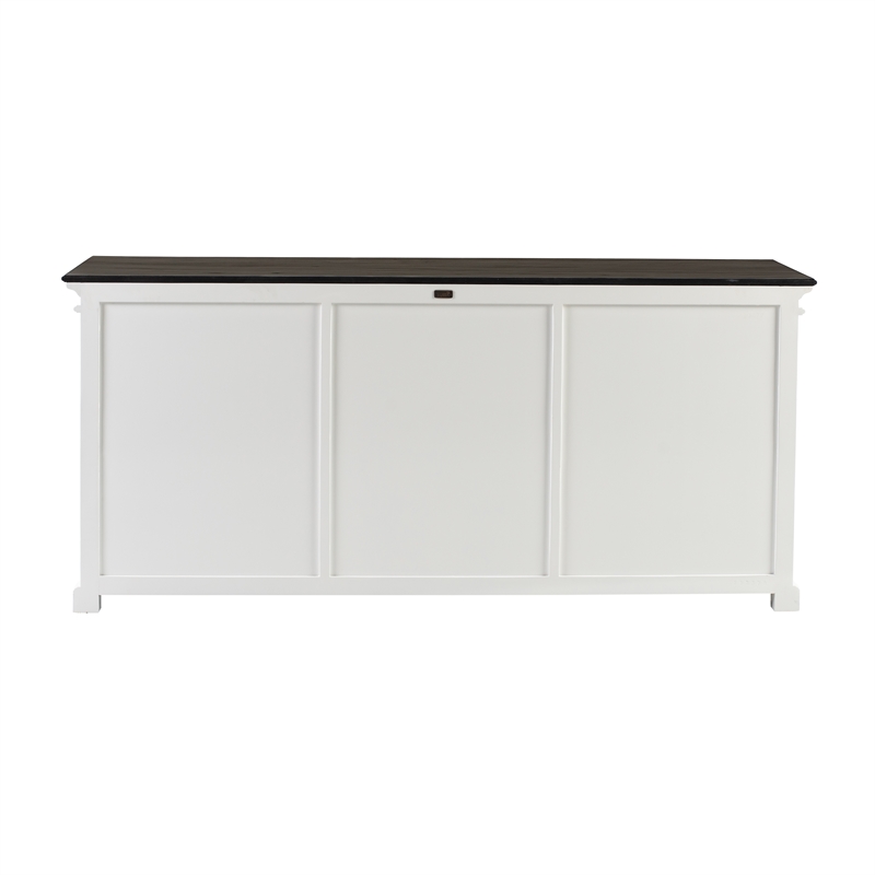 Beaumont Lane Mahogany Buffet with 6 Bevelled Glass Doors in White and Black