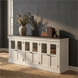 Beaumont Lane Mahogany Buffet with 6 Bevelled Glass Doors in White and Black