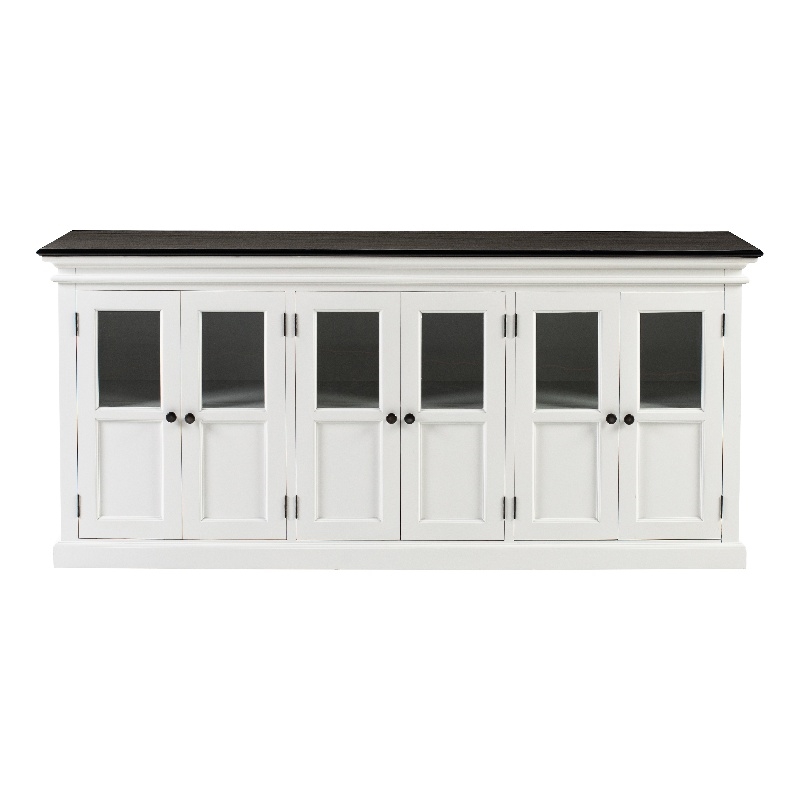 Beaumont Lane Mahogany Buffet with 6 Bevelled Glass Doors in White and Black