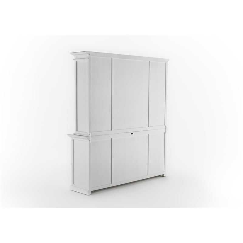 Beaumont Lane Solid Wood Buffet Hutch Unit with 4 Glass Doors in White