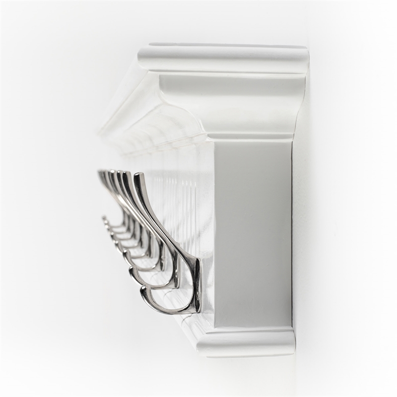 Beaumont Lane 8 Hook Grooved Solid Mahogany Coat Rack in Pure White