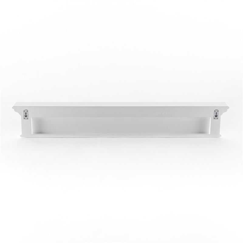 Beaumont Lane 8 Hook Grooved Solid Mahogany Coat Rack in Pure White