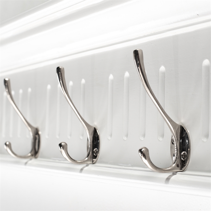 Beaumont Lane 8 Hook Grooved Solid Mahogany Coat Rack in Pure White
