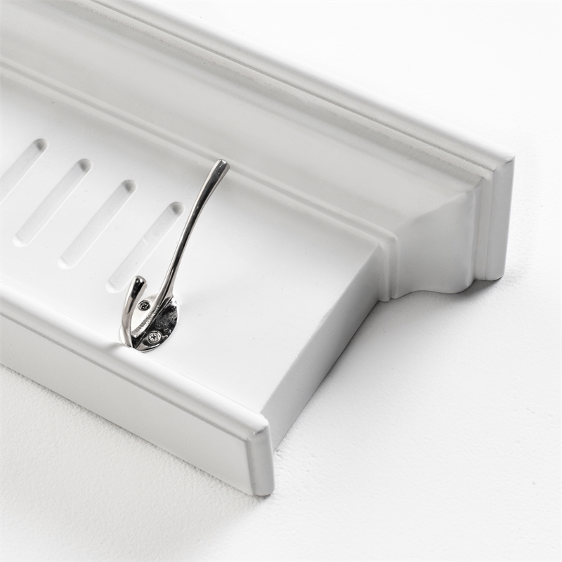 Beaumont Lane 8 Hook Grooved Solid Mahogany Coat Rack in Pure White