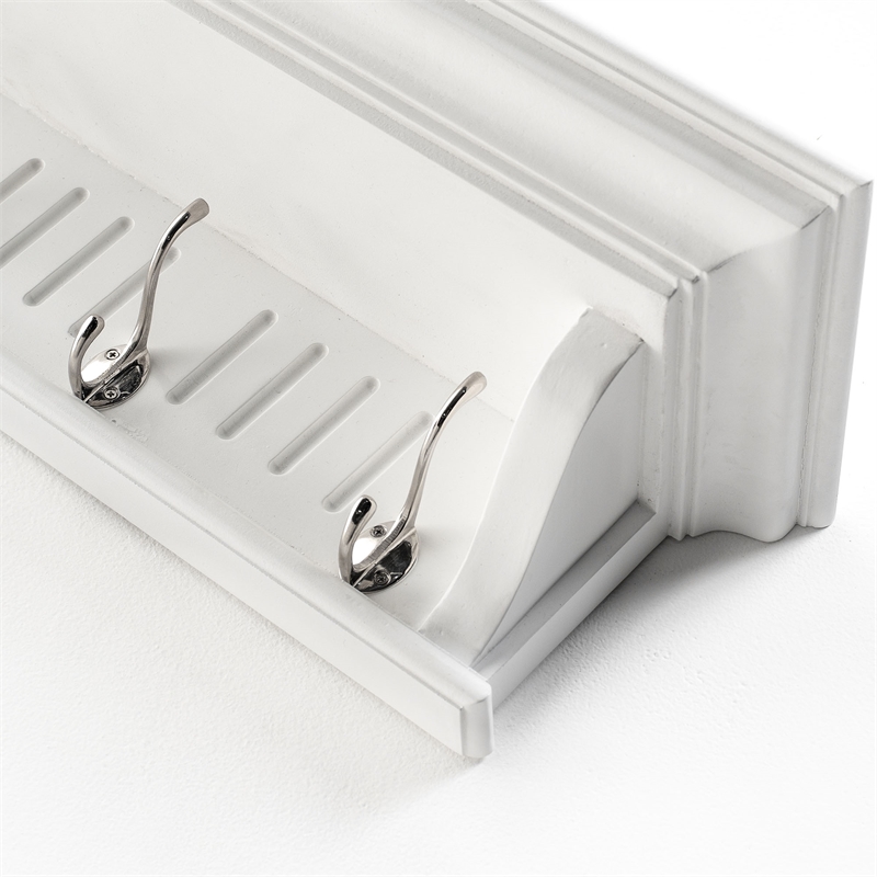 Beaumont Lane 8 Hook Grooved Solid Mahogany Coat Rack in Pure White