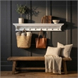 Beaumont Lane 8 Hook Grooved Solid Mahogany Coat Rack in Pure White