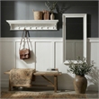 Beaumont Lane 8 Hook Grooved Solid Mahogany Coat Rack in Pure White