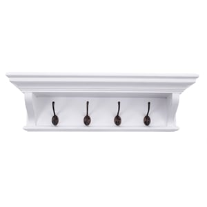 Beaumont Lane Mahogany Wood 4 Hook Coat Rack 70 cm in Classic White
