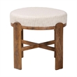 Beaumont Lane Round Fabric Ottoman Stool Mango Wood Accent Seating