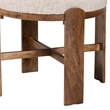 Beaumont Lane Round Fabric Ottoman Stool Mango Wood Accent Seating