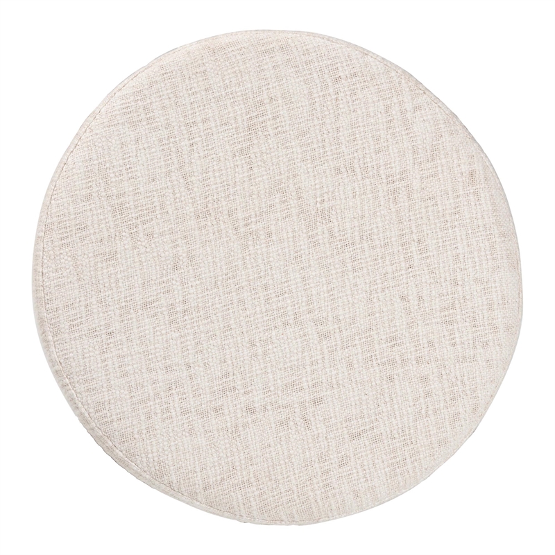 Beaumont Lane Round Fabric Ottoman Stool Mango Wood Accent Seating