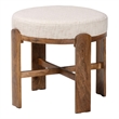 Beaumont Lane Round Fabric Ottoman Stool Mango Wood Accent Seating