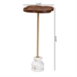 Beaumont Lane Compact Drink Table with Marble Base and Mango Wood Top
