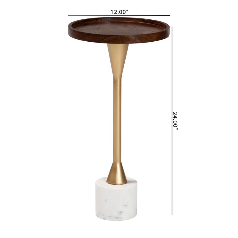 Beaumont Lane Compact Drink Table Marble Base Tapered Metal Pedestal