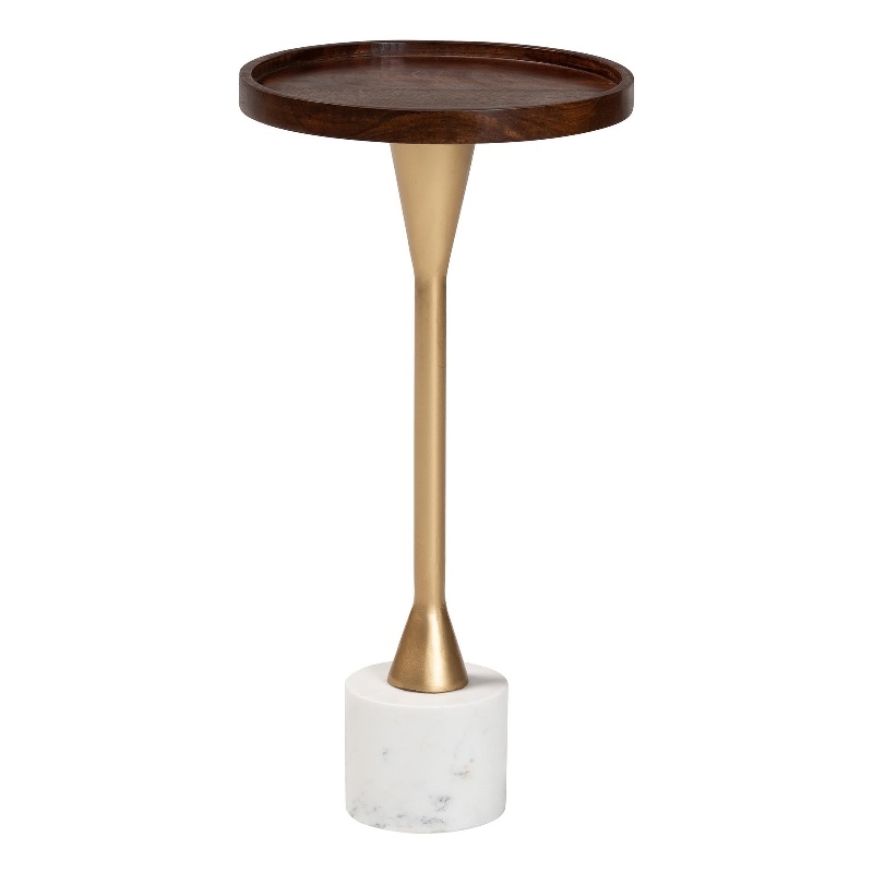 Beaumont Lane Compact Drink Table Marble Base Tapered Metal Pedestal