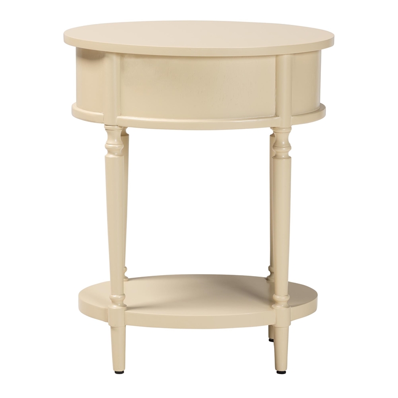 Beaumont Lane 1-Drawer End Table with Scalloped Detailing and Open Shelf