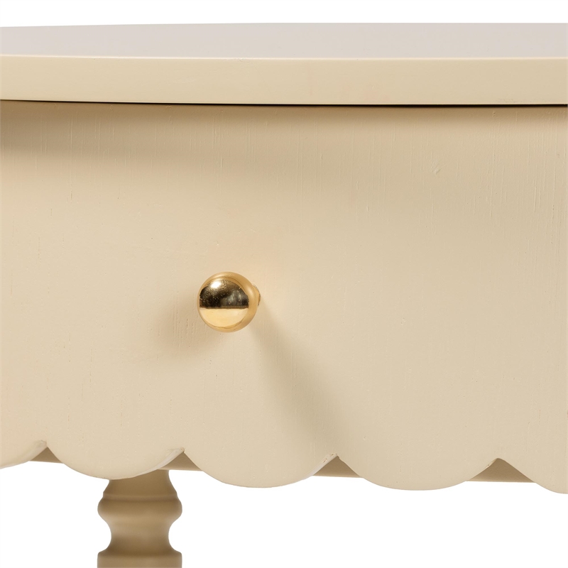 Beaumont Lane 1-Drawer End Table with Scalloped Detailing and Open Shelf