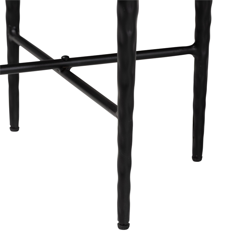 Beaumont Lane Round Marble Side Table Hand-Forged Metal Crisscross Base
