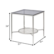 Beaumont Lane End Table with Tempered Glass Top and Textured Round Shelf
