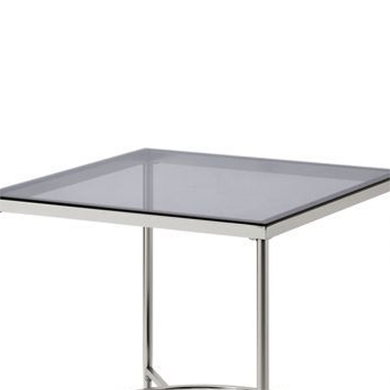 Beaumont Lane End Table with Tempered Glass Top and Textured Round Shelf