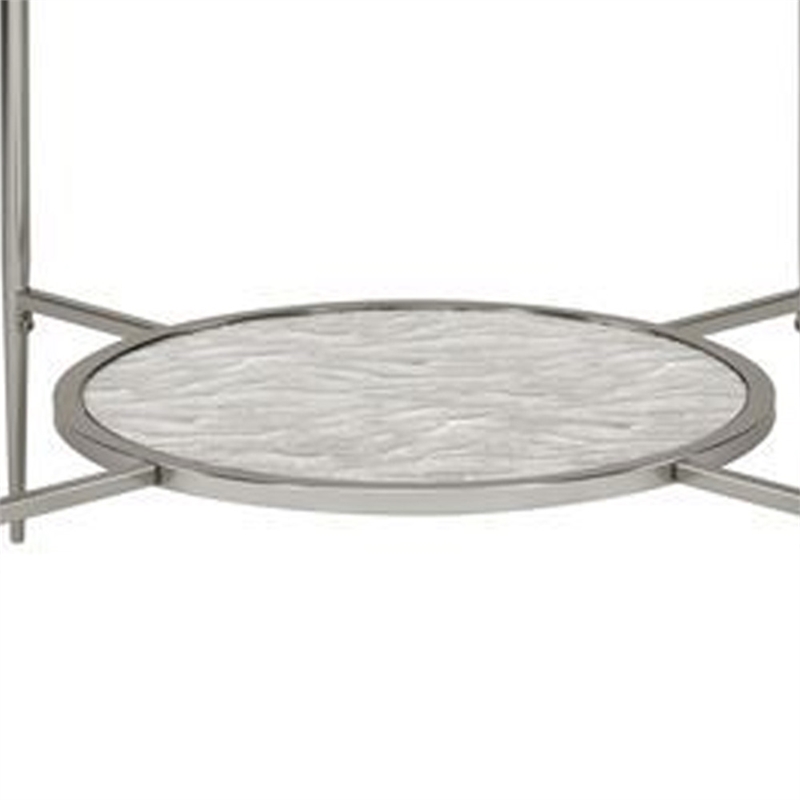 Beaumont Lane End Table with Tempered Glass Top and Textured Round Shelf
