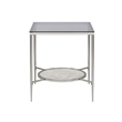 Beaumont Lane End Table with Tempered Glass Top and Textured Round Shelf