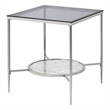 Beaumont Lane End Table with Tempered Glass Top and Textured Round Shelf