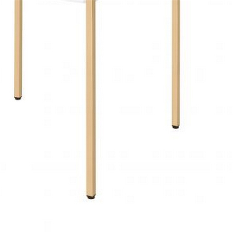 Beaumont Lane End Table with Metal Tube Legs Wooden Top in White and Gold