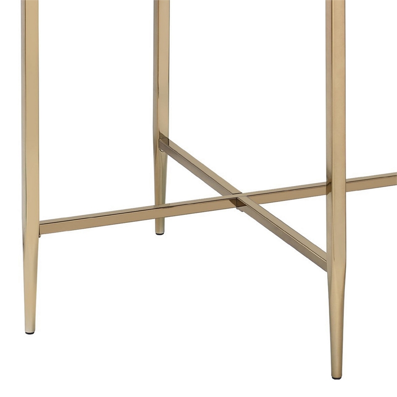 Beaumont Lane End Table with Oval Faux Marble Top and X Shaped Support