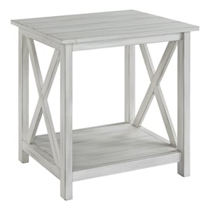 Beaumont Lane 1 Open Shelf Wooden End Table X Shaped Accents in White