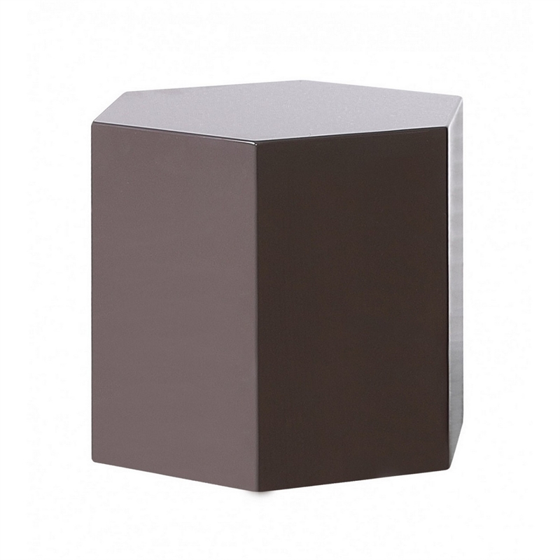 Beaumont Lane Contemporary High Gloss Hexagonal Wooden End Table in Gray