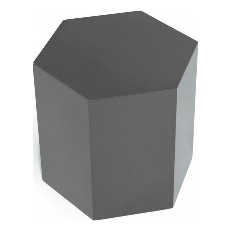 Beaumont Lane Contemporary High Gloss Hexagonal Wooden End Table in Gray