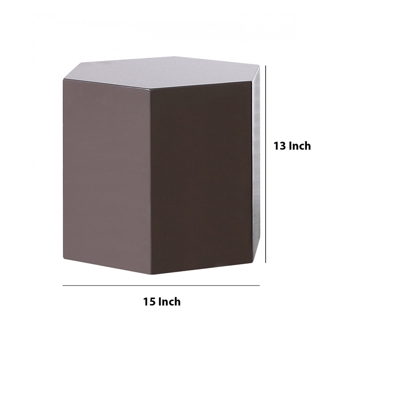 Beaumont Lane Contemporary High Gloss Hexagonal Wooden End Table in Gray