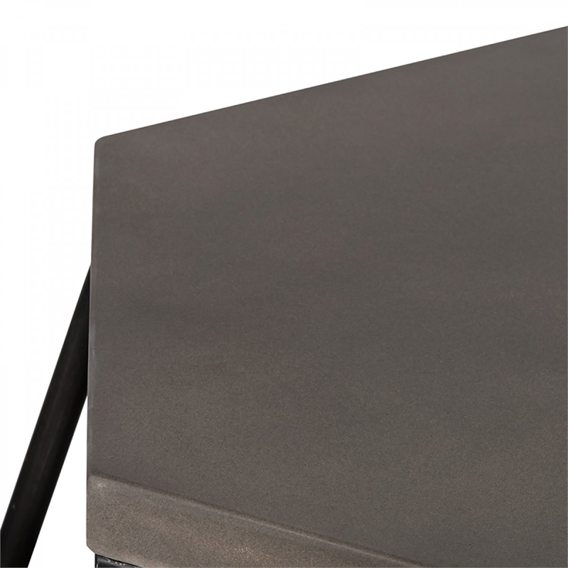 Beaumont Lane Hexagonal Concrete End Table with Metal Base in Gray/Black