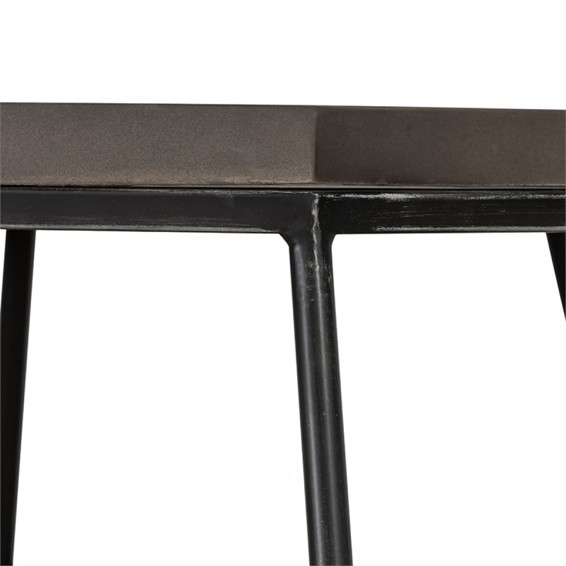 Beaumont Lane Hexagonal Concrete End Table with Metal Base in Gray/Black