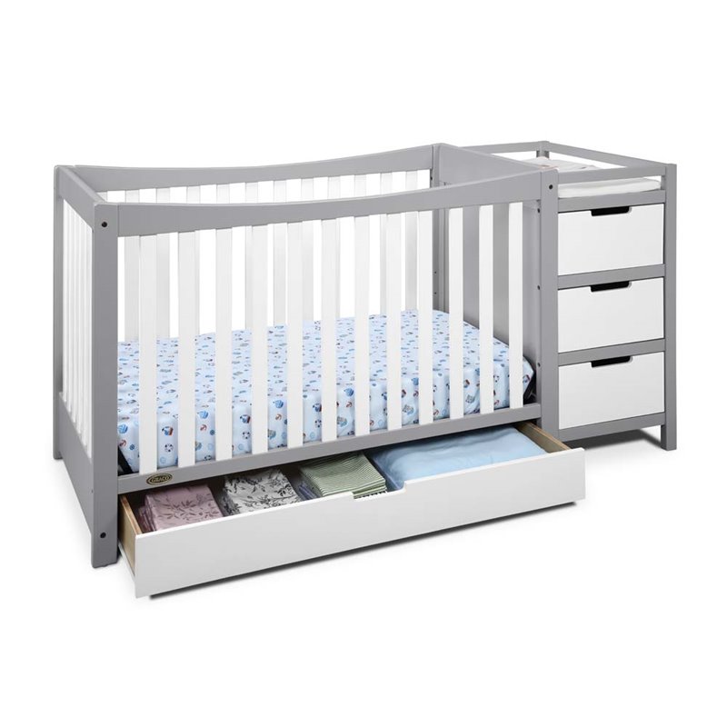 Graco Remi 4-in-1 Convertible Crib and Changer in White and Gray