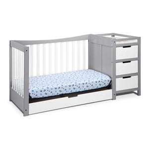 Graco Remi 4-in-1 Convertible Crib and Changer in White and Gray