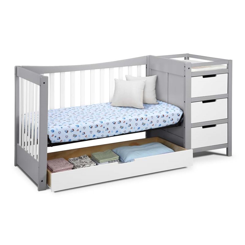 Graco Remi 4-in-1 Convertible Crib and Changer in White and Gray