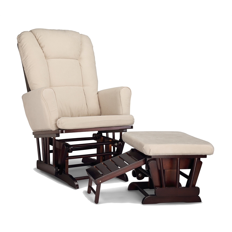 Graco Sterling Semi-Upholstered Glider and Ottoman in Espresso Beige