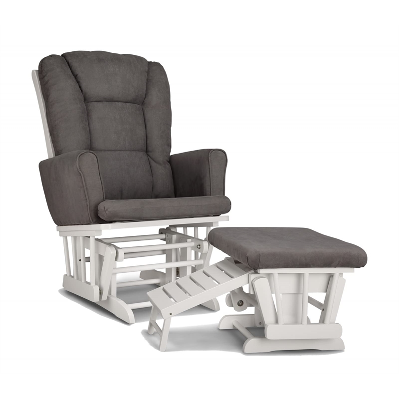 Graco Sterling Semi-Upholstered Glider and Ottoman in White and Gray