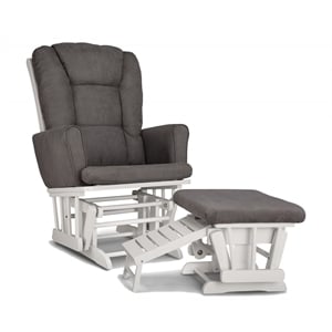 Graco Sterling Semi-Upholstered Glider and Ottoman in White and Gray