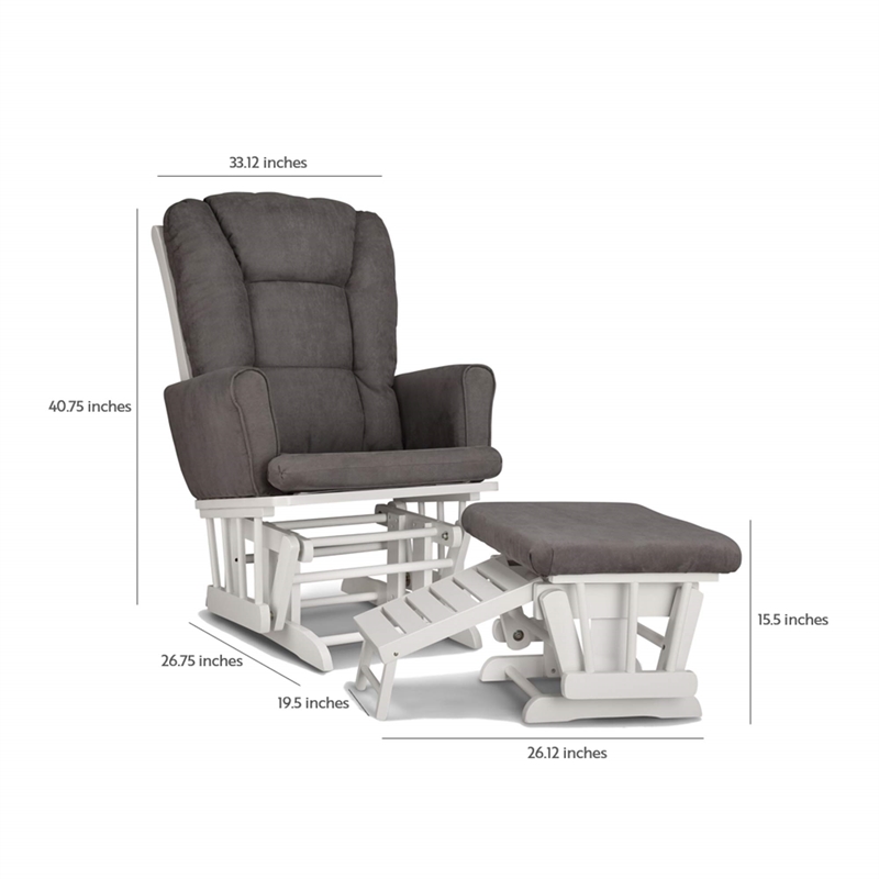 Graco Sterling Semi-Upholstered Glider and Ottoman in White and Gray