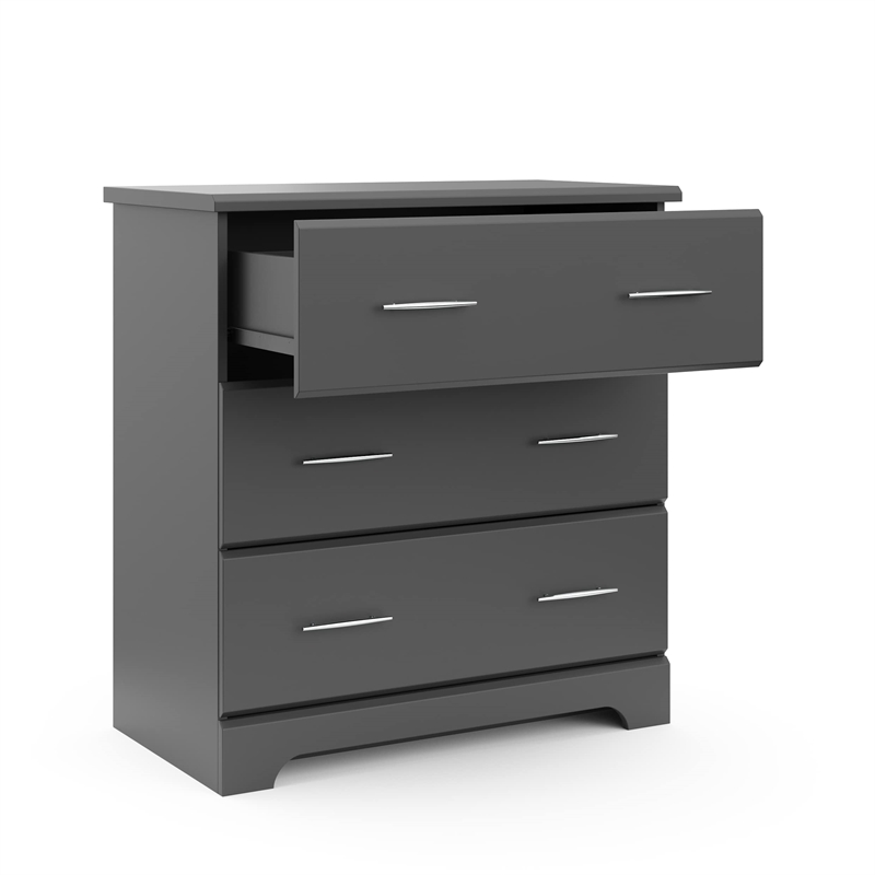 Stork Craft USA Brookside 3 Drawer Chest in Gray